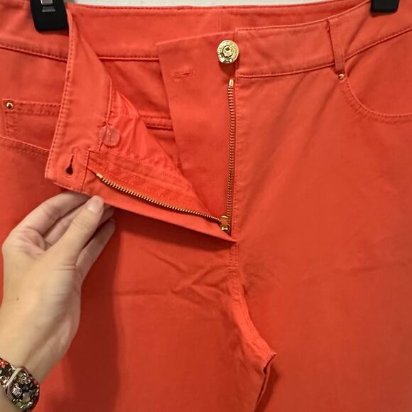 Vintage St. John Sport Marie Gray Coral Casual Pants sz US 8 High rise Wide leg - Picture 5 of 13